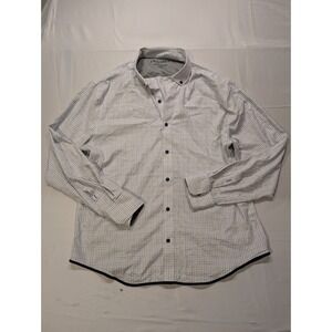 Twillory Untuckable Mens XL L-XL Button Down Shirt Blue White Check Performance